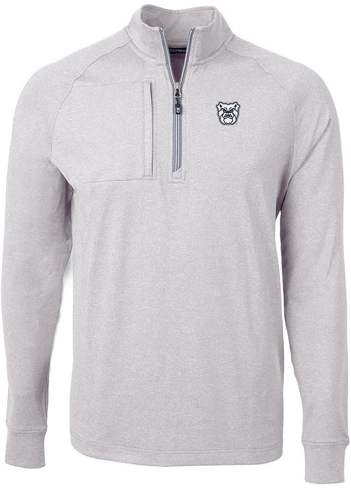 Cutter and Buck Butler Bulldogs Mens Grey Adapt Eco Knit Big Tall Qtr Zip