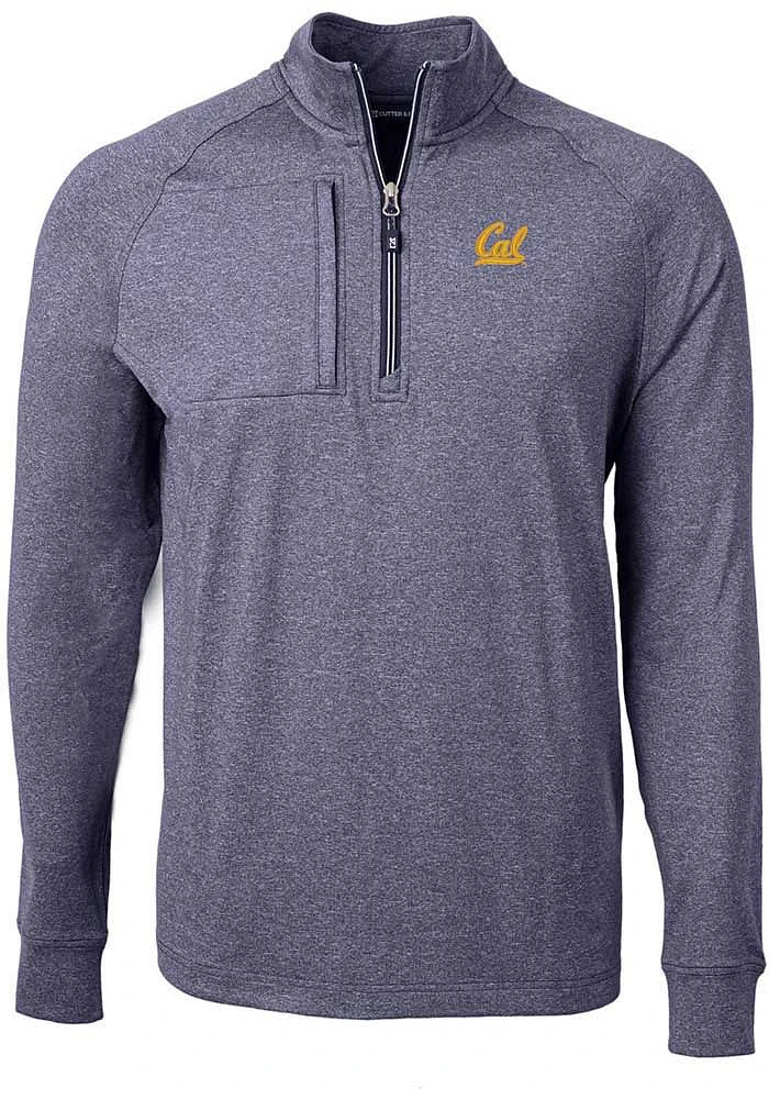 Cutter and Buck Cal Golden Bears Mens Navy Blue Adapt Eco Knit Big Tall Qtr Zip