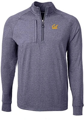 Cutter and Buck Cal Golden Bears Mens Navy Blue Adapt Eco Knit Big Tall Qtr Zip