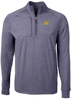 Cutter and Buck Cal Golden Bears Mens Navy Blue Adapt Eco Knit Big Tall Qtr Zip