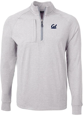 Cutter and Buck Cal Golden Bears Mens Grey Adapt Eco Knit Big Tall Qtr Zip