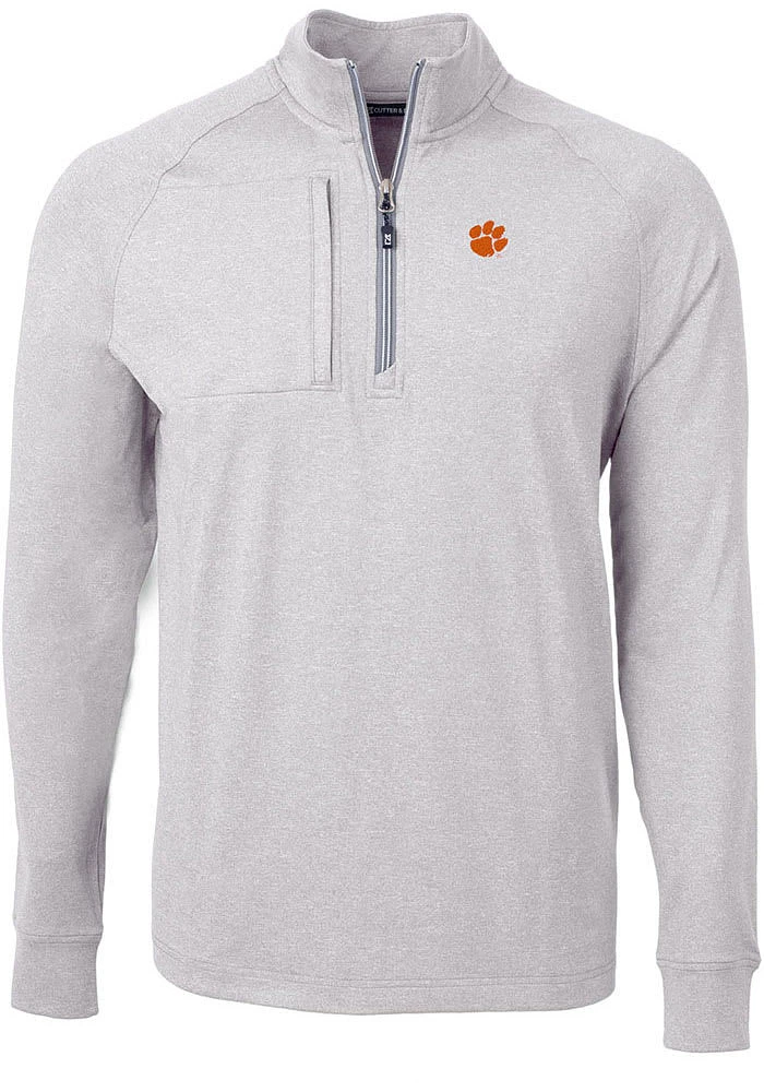 Cutter and Buck Clemson Tigers Mens Grey Adapt Eco Knit Big Tall Qtr Zip