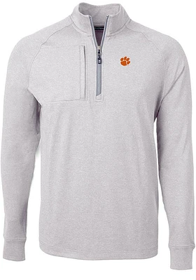 Cutter and Buck Clemson Tigers Mens Grey Adapt Eco Knit Big Tall Qtr Zip
