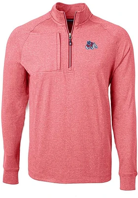 Cutter and Buck Fresno State Bulldogs Mens Adapt Eco Knit Big Tall Qtr Zip