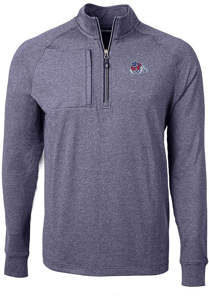 Cutter and Buck Fresno State Bulldogs Mens Navy Blue Adapt Eco Knit Big Tall Qtr Zip