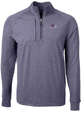Cutter and Buck Fresno State Bulldogs Mens Navy Blue Adapt Eco Knit Big Tall Qtr Zip