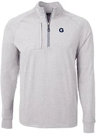 Cutter and Buck Georgetown Hoyas Mens Grey Adapt Eco Knit Big Tall Qtr Zip