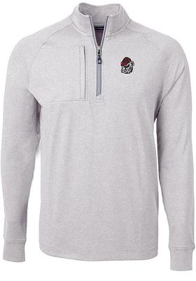 Cutter and Buck Georgia Bulldogs Mens Grey Adapt Eco Knit Big Tall Qtr Zip