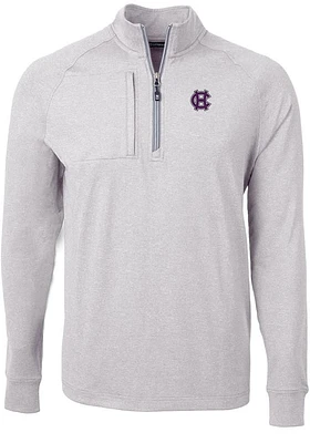 Cutter and Buck Holy Cross Crusaders Mens Grey Adapt Eco Knit Big Tall Qtr Zip