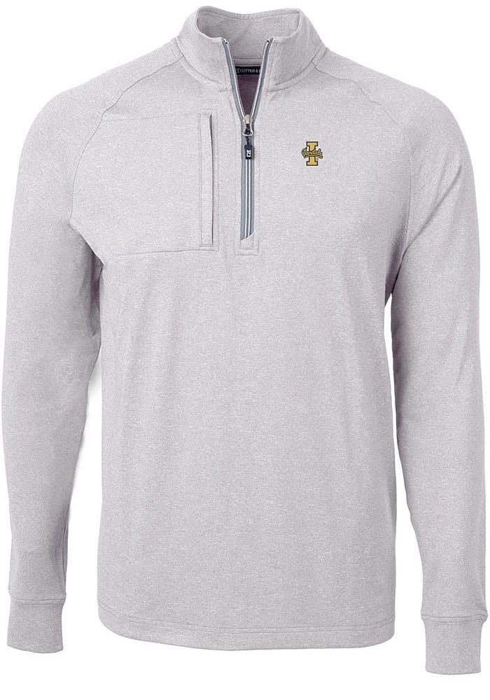 Cutter and Buck Idaho Vandals Mens Grey Adapt Eco Knit Big Tall Qtr Zip