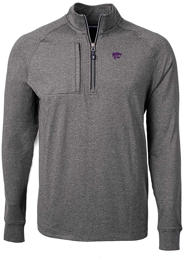 Cutter and Buck K-State Wildcats Mens Black Adapt Eco Knit Big Tall Qtr Zip