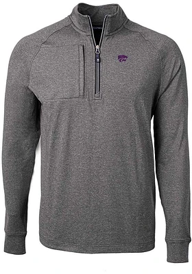 Cutter and Buck K-State Wildcats Mens Black Adapt Eco Knit Big Tall Qtr Zip