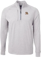 Cutter and Buck LSU Tigers Mens Grey Adapt Eco Knit Big Tall Qtr Zip