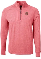 Mens Maryland Terrapins Red Cutter and Buck Adapt Eco Knit Qtr Zip