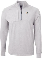 Cutter and Buck Miami Hurricanes Mens Grey Adapt Eco Knit Big Tall Qtr Zip