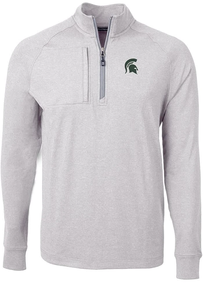 Cutter and Buck Michigan State Spartans Mens Adapt Eco Knit Big Tall Qtr Zip