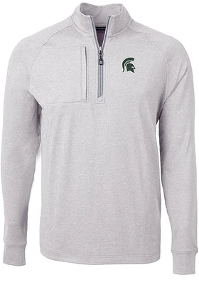 Cutter and Buck Michigan State Spartans Mens Adapt Eco Knit Big Tall Qtr Zip