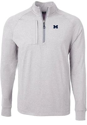 Cutter and Buck Michigan Wolverines Mens Grey Adapt Eco Knit Big Tall Qtr Zip