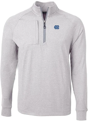 Cutter and Buck North Carolina Tar Heels Mens Grey Adapt Eco Knit Big Tall Qtr Zip