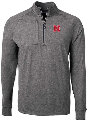 Cutter and Buck Nebraska Cornhuskers Mens Adapt Eco Knit Big Tall Qtr Zip