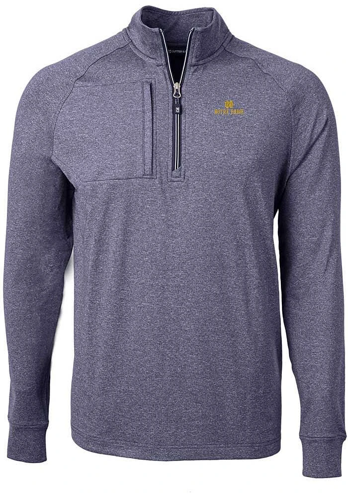 Cutter and Buck Notre Dame Fighting Irish Mens Navy Blue Adapt Eco Knit Big Tall Qtr Zip