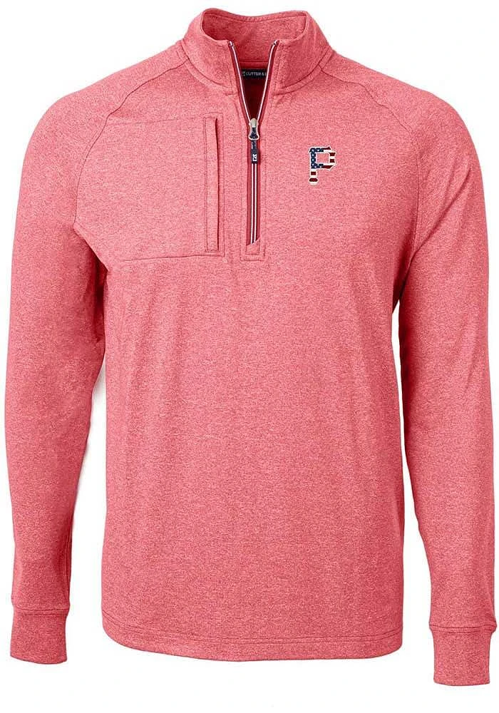 Cutter and Buck Pittsburgh Pirates Mens Red Adapt Eco Knit Big Tall Qtr Zip