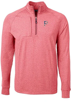 Cutter and Buck Pittsburgh Pirates Mens Red Adapt Eco Knit Big Tall Qtr Zip