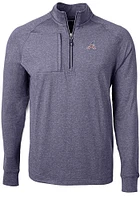Cutter and Buck Atlanta Braves Mens Navy Blue Adapt Eco Knit Big Tall Qtr Zip