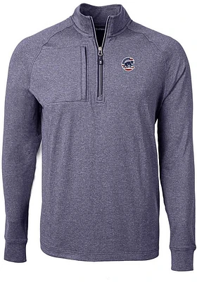 Cutter and Buck Chicago Cubs Mens Navy Blue Adapt Eco Knit Big Tall Qtr Zip