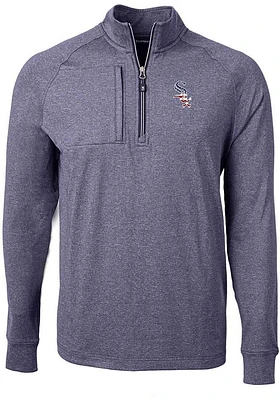 Cutter and Buck Chicago White Sox Mens Navy Blue Adapt Eco Knit Big Tall Qtr Zip