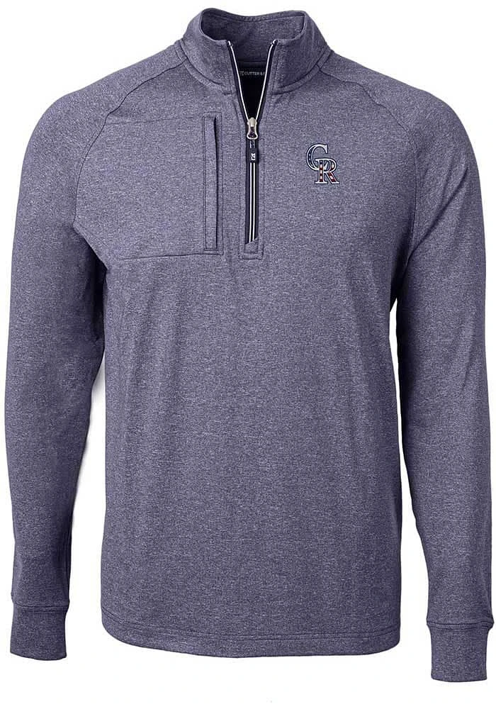 Cutter and Buck Colorado Rockies Mens Navy Blue Adapt Eco Knit Big Tall Qtr Zip