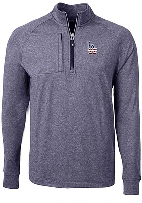 Cutter and Buck Los Angeles Dodgers Mens Navy Blue Adapt Eco Knit Big Tall Qtr Zip