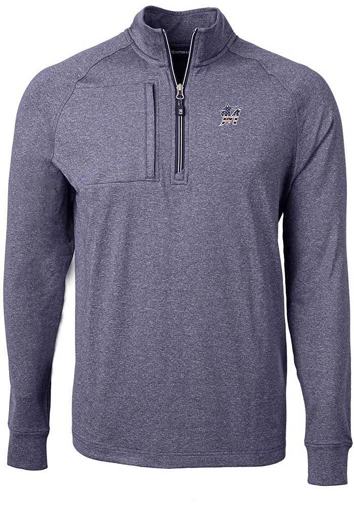 Cutter and Buck Miami Marlins Mens Navy Blue Adapt Eco Knit Big Tall Qtr Zip