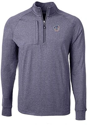 Cutter and Buck Milwaukee Brewers Mens Navy Blue Adapt Eco Knit Big Tall Qtr Zip