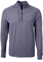 Cutter and Buck Milwaukee Brewers Mens Navy Blue Adapt Eco Knit Big Tall Qtr Zip