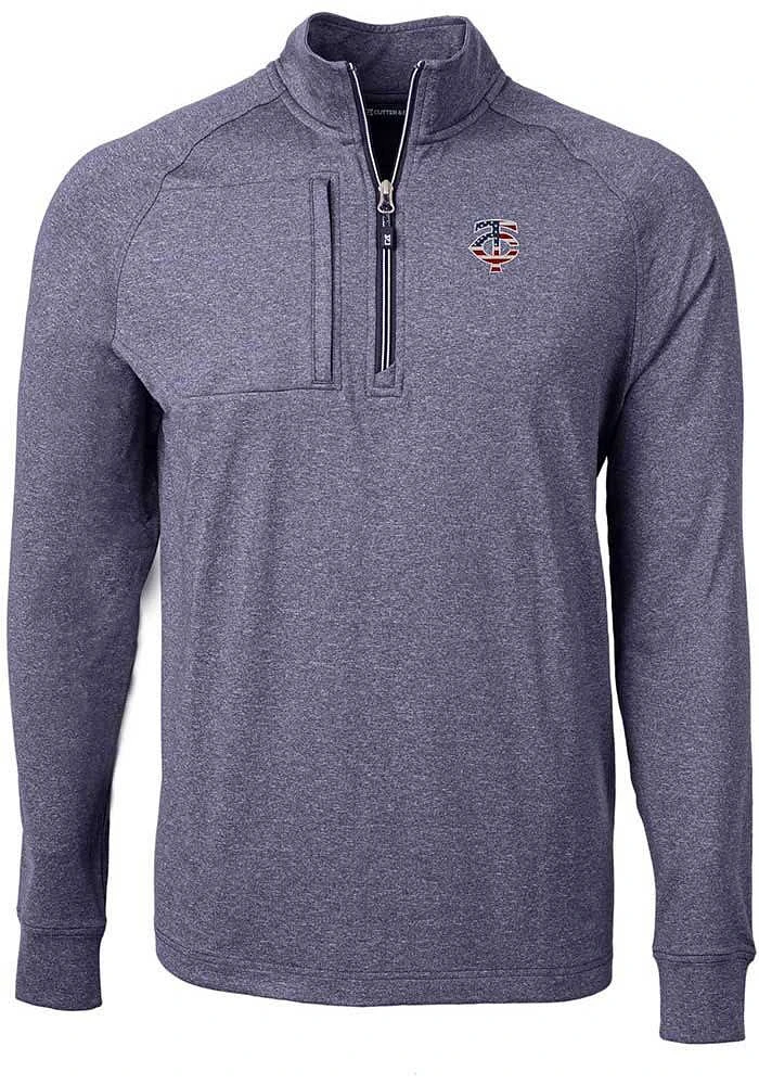 Cutter and Buck Minnesota Twins Mens Navy Blue Adapt Eco Knit Big Tall Qtr Zip