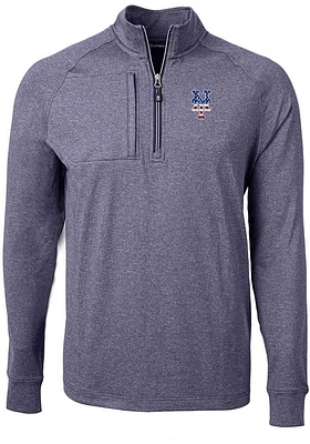 Cutter and Buck New York Mets Mens Navy Blue Adapt Eco Knit Big Tall Qtr Zip