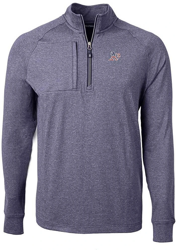Cutter and Buck Oakland Athletics Mens Navy Blue Adapt Eco Knit Big Tall Qtr Zip