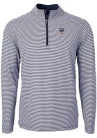 Cutter and Buck Chicago Cubs Mens Navy Blue Americana Virtue Eco Pique Stripe Big Tall Qtr Zip