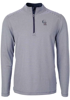 Cutter and Buck Colorado Rockies Mens Navy Blue Americana Virtue Eco Pique Stripe Big Tall Qtr..