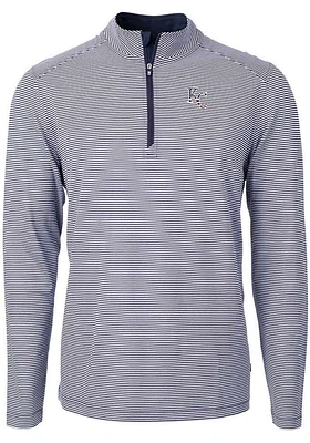 Cutter and Buck Kansas City Royals Mens Navy Blue Americana Virtue Eco Pique Stripe Big Tall Q..