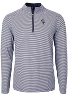 Cutter and Buck Milwaukee Brewers Mens Navy Blue Americana Virtue Eco Pique Stripe Big Tall Qt..
