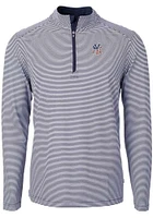 Cutter and Buck New York Yankees Mens Navy Blue Americana Virtue Eco Pique Stripe Big Tall Qtr..