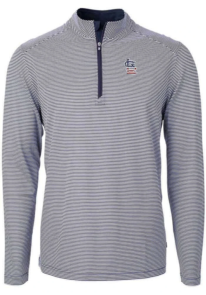 Cutter and Buck St Louis Cardinals Mens Navy Blue Americana Virtue Eco Pique Stripe Big Tall Q..