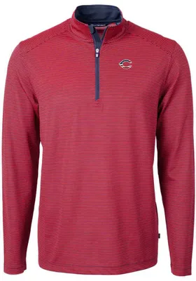 Cutter and Buck Cincinnati Reds Mens Red Americana Virtue Eco Pique Stripe Big Tall Qtr Zip