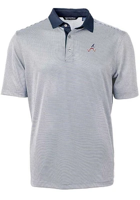 Cutter and Buck Atlanta Braves Navy Blue Virtue Eco Pique Micro Stripe Big Tall Polo