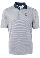 Cutter and Buck Cleveland Guardians Navy Blue Virtue Eco Pique Micro Stripe Big Tall Polo