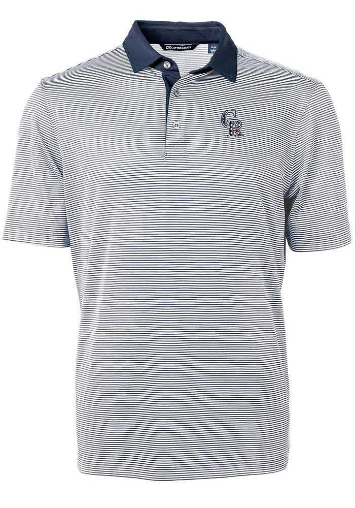 Cutter and Buck Colorado Rockies Navy Blue Virtue Eco Pique Micro Stripe Big Tall Polo