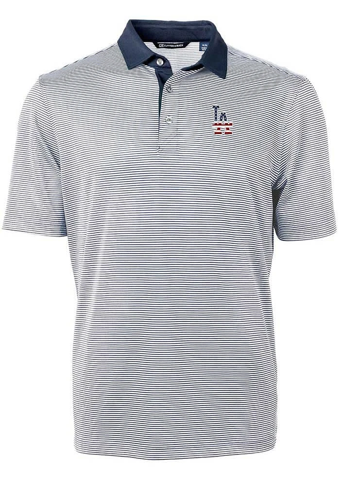 Cutter and Buck Los Angeles Dodgers Navy Blue Virtue Eco Pique Micro Stripe Big Tall Polo