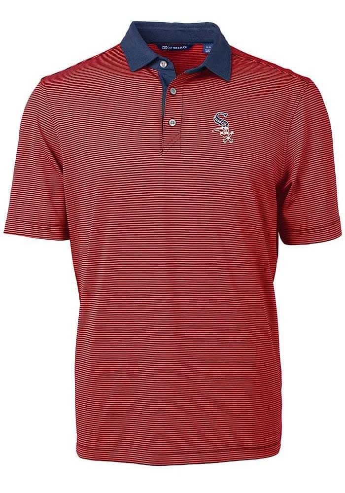 Cutter and Buck Chicago White Sox Red Virtue Eco Pique Micro Stripe Big Tall Polo